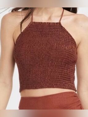 A New Day Brown Stretch Racerback Crop Top — Size XXL